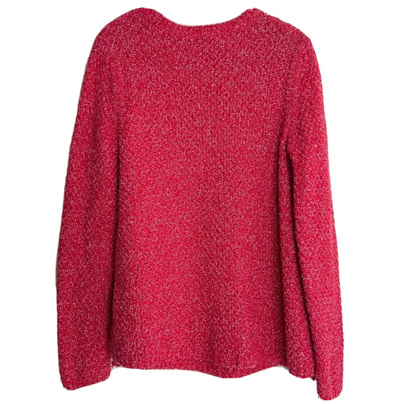 Talbots Womens Sweater Medium Heathered Red Chunky Knit Zipper Accents - Picture 4 of 6